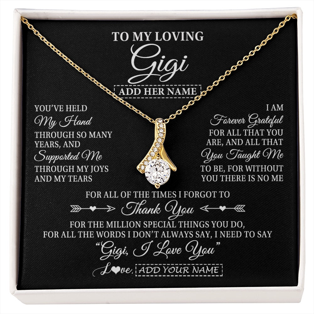Alluring Beauty Necklace 18K Yellow Gold Finish | 1 | Personalized To My Loving Gigi Necklace From Granddaughter You've Help My Hand Gigi Gift From Grandson Gigi Birthday Gifts Mothers Day Gift Box Message Card | https://siriusteestore.