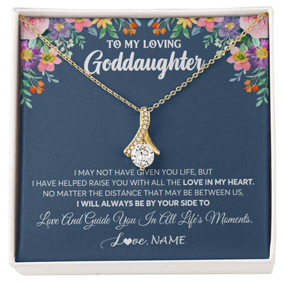 Alluring Beauty Necklace 18K Yellow Gold Finish | 1 | Personalized To My Loving Goddaughter Necklace From Godmother No Matter The Distance Goddaughter Birthday Christmas Jewelry Customized Gift Box Message Card | siriusteestore