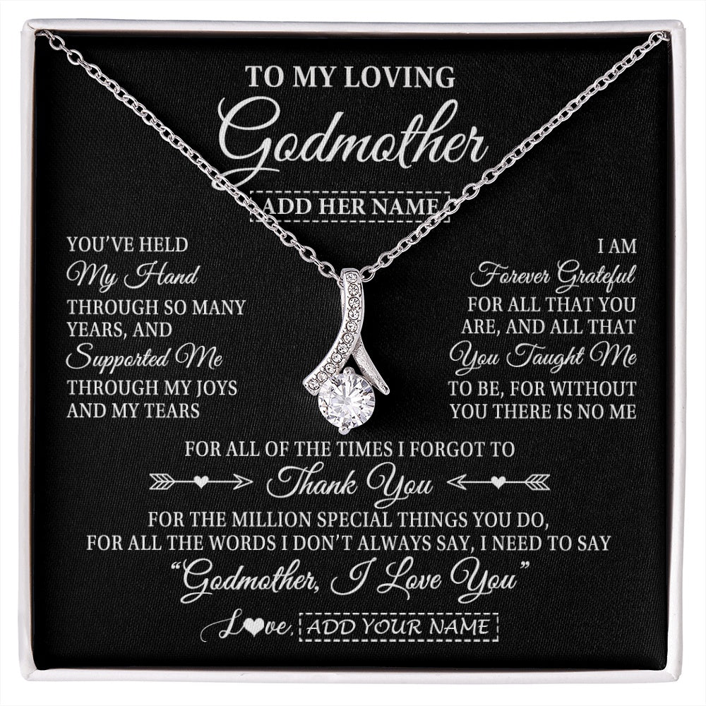 Alluring Beauty Necklace 14K White Gold Finish | 1 | Personalized To My Loving Godmother Necklace From Niece You've Help My Hand Aunt Gift From Godchild Godmother Birthday Gifts Mothers Day Gift Box Message Card | https://siriusteestore.