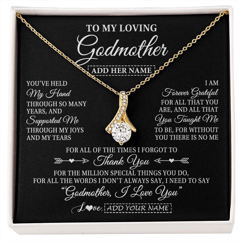 Alluring Beauty Necklace 18K Yellow Gold Finish | 1 | Personalized To My Loving Godmother Necklace From Niece You've Help My Hand Aunt Gift From Godchild Godmother Birthday Gifts Mothers Day Gift Box Message Card | https://siriusteestore.