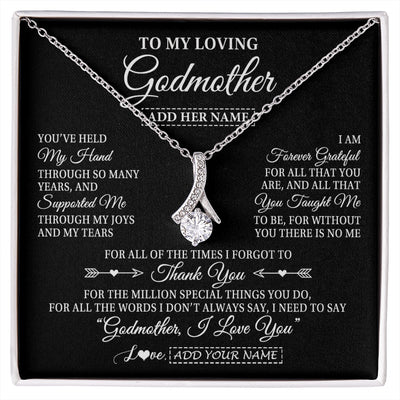 Alluring Beauty Necklace 14K White Gold Finish | 1 | Personalized To My Loving Godmother Necklace From Niece You've Help My Hand Aunt Gift From Godchild Godmother Birthday Gifts Mothers Day Gift Box Message Card | https://siriusteestore.