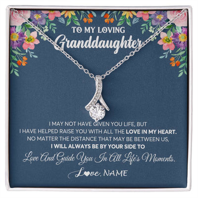 Alluring Beauty Necklace 14K White Gold Finish | 1 | Personalized To My Loving Granddaughter Necklace From Grandma No Matter The Distance Granddaughter Birthday Christmas Jewelry Customized Gift Box Message Card | siriusteestore