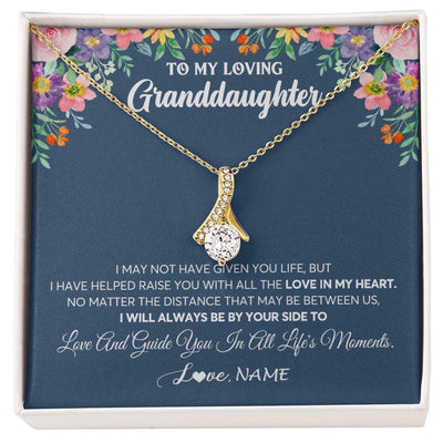 Alluring Beauty Necklace 18K Yellow Gold Finish | 1 | Personalized To My Loving Granddaughter Necklace From Grandma No Matter The Distance Granddaughter Birthday Christmas Jewelry Customized Gift Box Message Card | siriusteestore