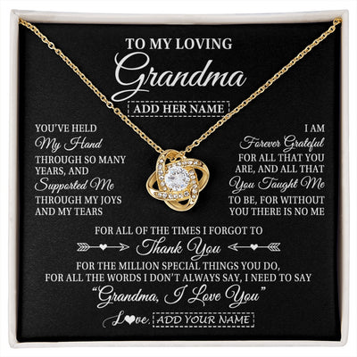 Love Knot Necklace 18K Yellow Gold Finish | 1 | Personalized To My Loving Grandma Necklace From Granddaughter You've Help My Hand Grandma Gift From Grandson Grandma Birthday Mothers Day Gift Box Message Card | https://siriusteestore.