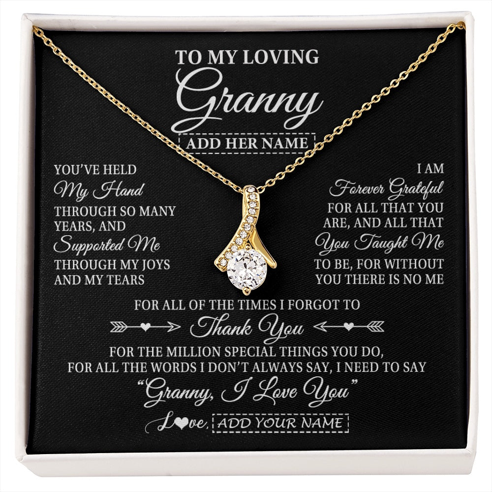 Alluring Beauty Necklace 18K Yellow Gold Finish | 1 | Personalized To My Loving Granny Necklace From Granddaughter You've Help My Hand Granny Gift From Grandson Granny Birthday Mothers Day Gift Box Message Card | https://siriusteestore.