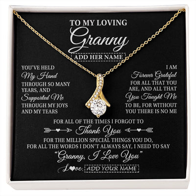 Alluring Beauty Necklace 18K Yellow Gold Finish | 1 | Personalized To My Loving Granny Necklace From Granddaughter You've Help My Hand Granny Gift From Grandson Granny Birthday Mothers Day Gift Box Message Card | https://siriusteestore.