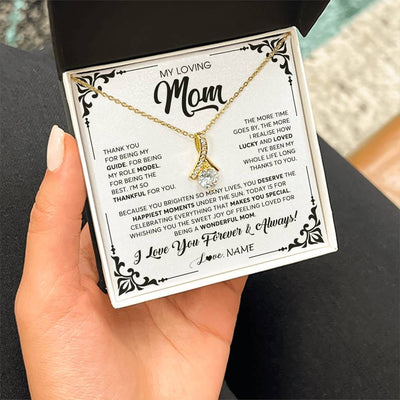 Alluring Beauty Necklace 18K Yellow Gold Finish | 2 | Personalized To My Loving Mom Necklace From Daughter Thank You For Being My Guide Mom Mothers Day Birthday Christmas Jewelry Customized Gift Box Message Card | siriusteestore