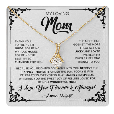 Alluring Beauty Necklace 18K Yellow Gold Finish | 1 | Personalized To My Loving Mom Necklace From Daughter Thank You For Being My Guide Mom Mothers Day Birthday Christmas Jewelry Customized Gift Box Message Card | siriusteestore