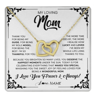 Interlocking Hearts Necklace 18K Yellow Gold Finish | 1 | Personalized To My Loving Mom Necklace From Daughter Thank You For Being My Guide Mom Mothers Day Birthday Christmas Jewelry Customized Gift Box Message Card | siriusteestore