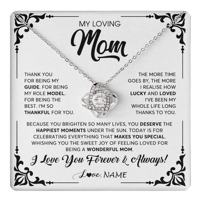 Love Knot Necklace 14K White Gold Finish | 1 | Personalized To My Loving Mom Necklace From Daughter Thank You For Being My Guide Mom Mothers Day Birthday Christmas Jewelry Customized Gift Box Message Card | siriusteestore