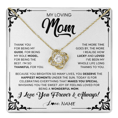Love Knot Necklace 18K Yellow Gold Finish | 1 | Personalized To My Loving Mom Necklace From Daughter Thank You For Being My Guide Mom Mothers Day Birthday Christmas Jewelry Customized Gift Box Message Card | siriusteestore