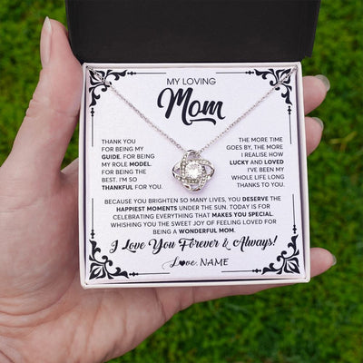 Love Knot Necklace | Personalized To My Loving Mom Necklace From Daughter Thank You For Being My Guide Mom Mothers Day Birthday Christmas Jewelry Customized Gift Box Message Card | siriusteestore