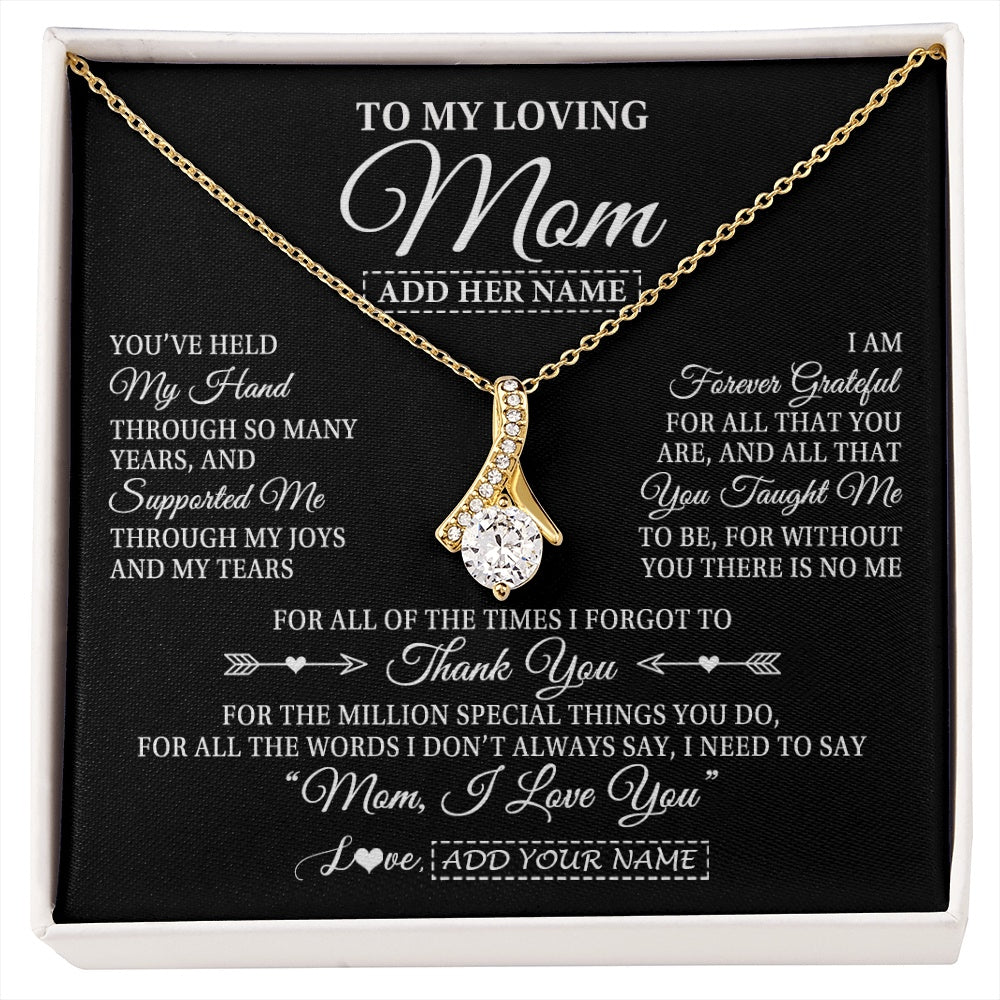 Alluring Beauty Necklace 18K Yellow Gold Finish | 1 | Personalized To My Loving Mom Necklace From Son You've Help My Hand Mom Gift From Daughter Mom Birthday Gifts Mothers Day Custom Gift Box Message Card | https://siriusteestore.