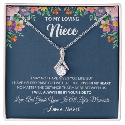 Alluring Beauty Necklace 14K White Gold Finish | 1 | Personalized To My Loving Niece Necklace From Aunt Auntie No Matter The Distance Niece Birthday Christmas Jewelry Present Customized Gift Box Message Card | siriusteestore