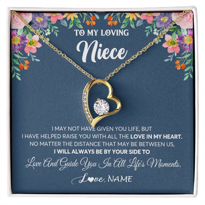 Forever Love Necklace 18K Yellow Gold Finish | 1 | Personalized To My Loving Niece Necklace From Aunt Auntie No Matter The Distance Niece Birthday Christmas Jewelry Present Customized Gift Box Message Card | siriusteestore