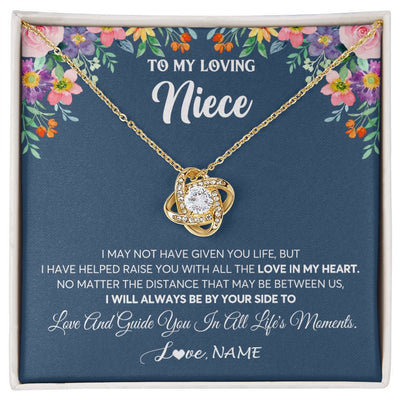 Love Knot Necklace 18K Yellow Gold Finish | 1 | Personalized To My Loving Niece Necklace From Aunt Auntie No Matter The Distance Niece Birthday Christmas Jewelry Present Customized Gift Box Message Card | siriusteestore