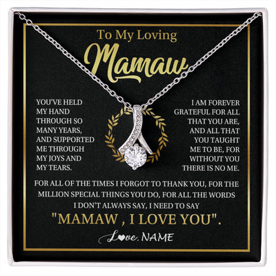 Alluring Beauty Necklace 14K White Gold Finish | 1 | Personalized To My Mamaw Gifts Necklace From Granddaughter Grandson Grateful Thank You Mamaw Birthday Mothers Day Jewelry Customized Gift Box Message Card | siriusteestore