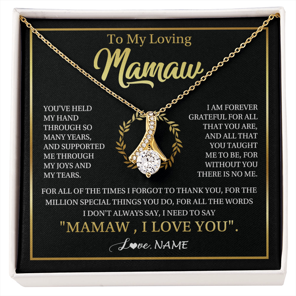 Alluring Beauty Necklace 18K Yellow Gold Finish | 1 | Personalized To My Mamaw Gifts Necklace From Granddaughter Grandson Grateful Thank You Mamaw Birthday Mothers Day Jewelry Customized Gift Box Message Card | siriusteestore