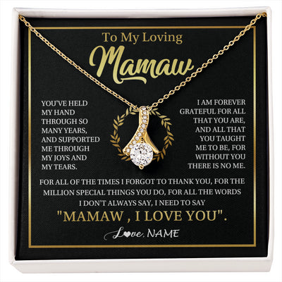 Alluring Beauty Necklace 18K Yellow Gold Finish | 1 | Personalized To My Mamaw Gifts Necklace From Granddaughter Grandson Grateful Thank You Mamaw Birthday Mothers Day Jewelry Customized Gift Box Message Card | siriusteestore