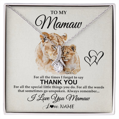 Alluring Beauty Necklace 14K White Gold Finish | 1 | Personalized To My Mamaw Necklace From Granddaughter Thank You Lion Mamaw Gift For Mothers Day Birthday Gift Christmas For Mamaw Gift Box Message Card | siriusteestore