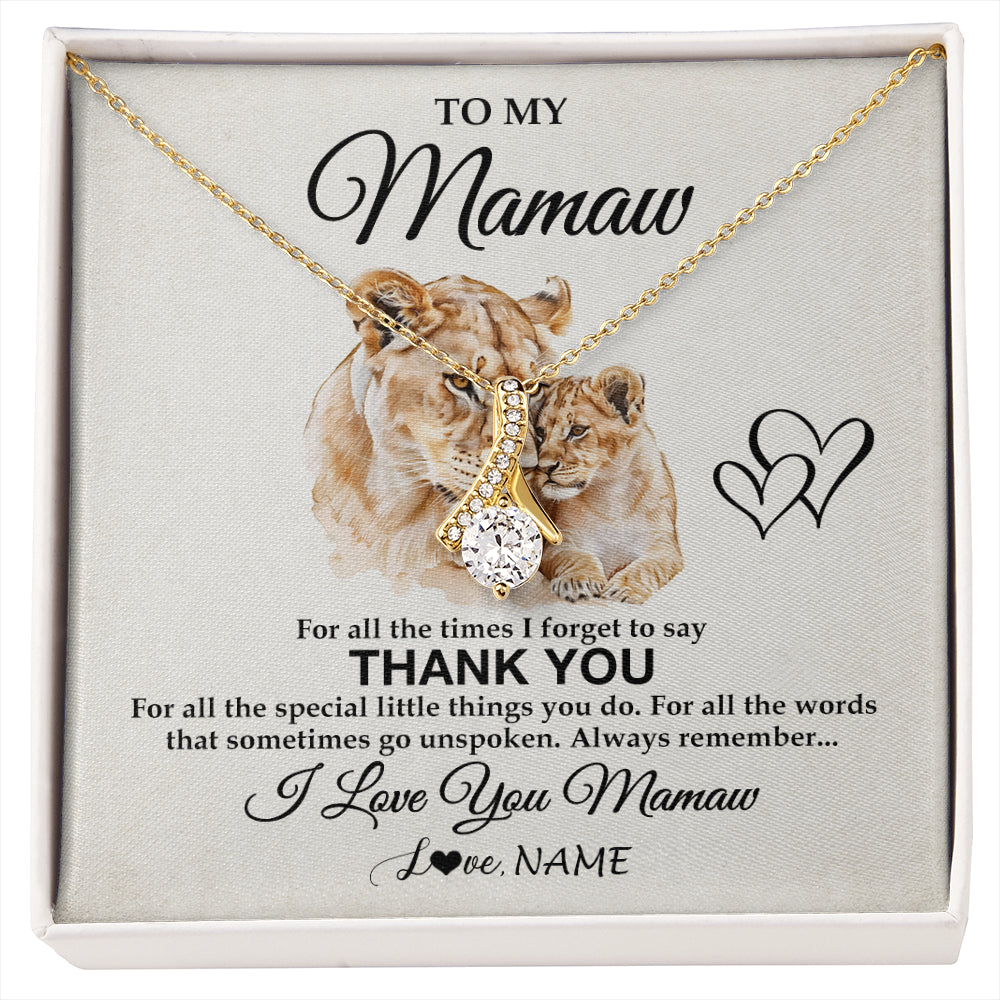 Alluring Beauty Necklace 18K Yellow Gold Finish | 1 | Personalized To My Mamaw Necklace From Granddaughter Thank You Lion Mamaw Gift For Mothers Day Birthday Gift Christmas For Mamaw Gift Box Message Card | siriusteestore