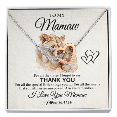 Interlocking Hearts Necklace Stainless Steel & Rose Gold Finish | 1 | Personalized To My Mamaw Necklace From Granddaughter Thank You Lion Mamaw Gift For Mothers Day Birthday Gift Christmas For Mamaw Gift Box Message Card | siriusteestore