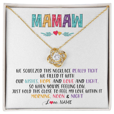 Love Knot Necklace 18K Yellow Gold Finish | 1 | Personalized To My Mamaw Necklace From Grandkids Granddaughter We Squeezed This Necklace Mamaw Birthday Mothers Day Jewelry Customized Gift Box Message Card | siriusteestore