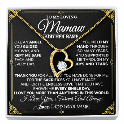 Forever Love Necklace 18K Yellow Gold Finish | 1 | Personalized To My Mamaw Necklace Gifts Meaningful Gift To Mamaw From Granddaughter Without You There Is No Me Mothers Day Birthday Gift Box Message Card | https://siriusteestore.