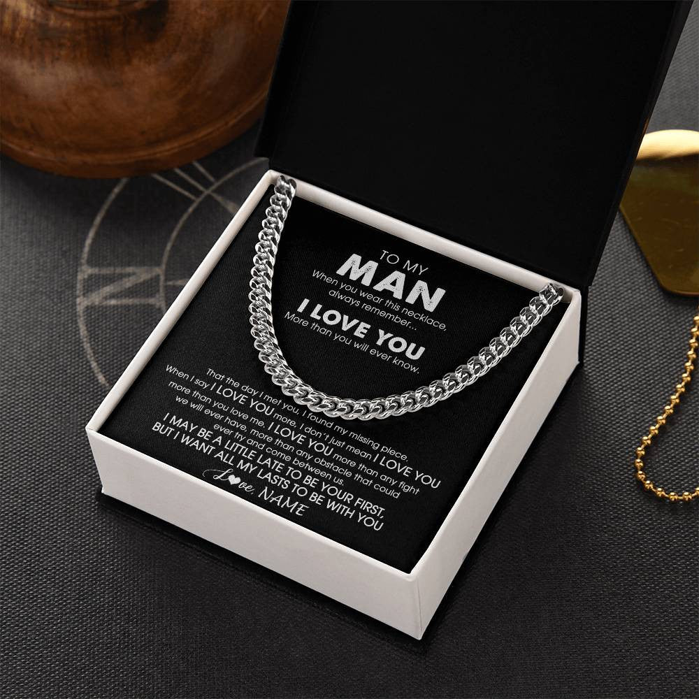 Cuban Link Chain Necklace Stainless Steel | 2 | Personalized To My Man Necklace Cuban When You Wear This Necklace For Him Boyfriend Husband Birthday Anniversary Day Christmas Customized Gift Box Message Card | siriusteestore