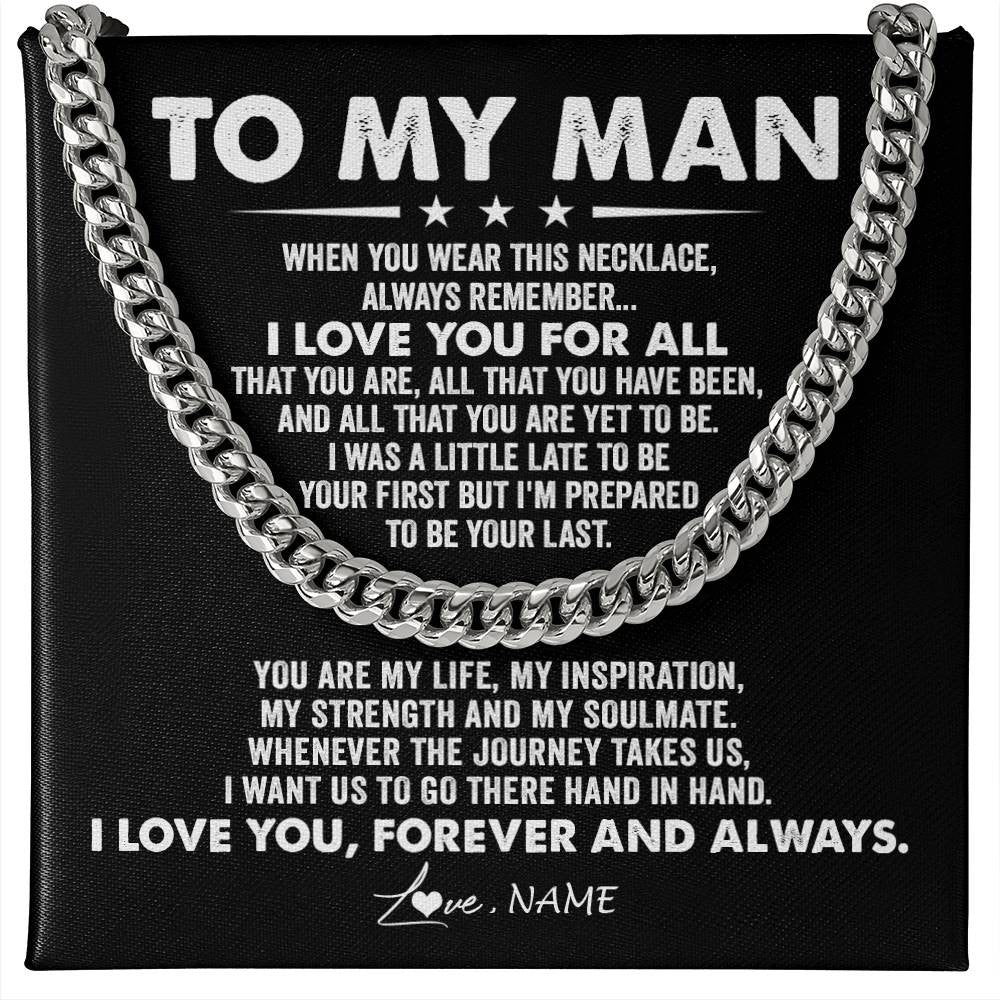 Cuban Link Chain Necklace Stainless Steel | 1 | Personalized To My Man Necklace Cuban When You Wear This Necklace I Love You For Him Boyfriend Husband Birthday Christmas Customized Gift Box Message Card | siriusteestore