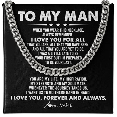 Cuban Link Chain Necklace Stainless Steel | 1 | Personalized To My Man Necklace Cuban When You Wear This Necklace I Love You For Him Boyfriend Husband Birthday Christmas Customized Gift Box Message Card | siriusteestore