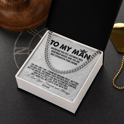Cuban Link Chain Necklace | Personalized To My Man Necklace Cuban Whenever You Feel Overwhelmed Boyfriend Husband Birthday Anniversary Day Christmas Customized Gift Box Message Card | siriusteestore