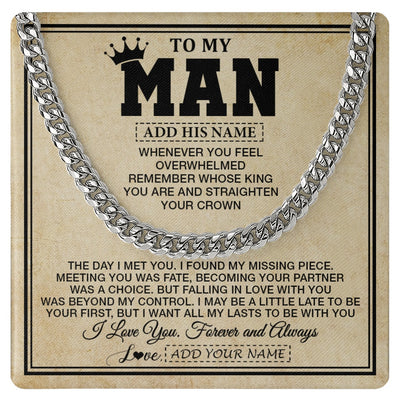Cuban Link Chain Necklace Stainless Steel | 1 | Personalized To My Man Necklace For Men My King Romantic Boyfriend Husband Gifts Birthday For Him Anniversary Day Christmas Customized Gift Box Message Card | https://siriusteestore.