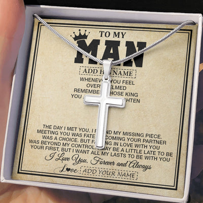 Stainless Cross Necklace Stainless Steel | 2 | Personalized To My Man Necklace For Men My King Romantic Boyfriend Husband Gifts Birthday For Him Anniversary Day Christmas Customized Gift Box Message Card | https://siriusteestore.
