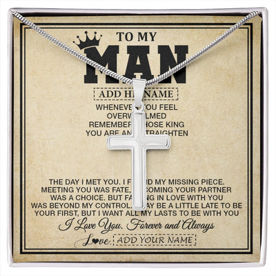 Stainless Cross Necklace Stainless Steel | 1 | Personalized To My Man Necklace For Men My King Romantic Boyfriend Husband Gifts Birthday For Him Anniversary Day Christmas Customized Gift Box Message Card | https://siriusteestore.
