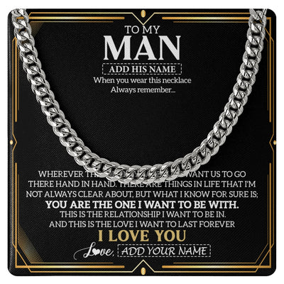 Cuban Link Chain Necklace Stainless Steel | 1 | Personalized To My Man Necklace Gift From Girlfriend Love Letter For Boyfriend Husband Jewelry From Wife Gifts For Men Birthday Christmas Gift Box Message Card | https://siriusteestore.