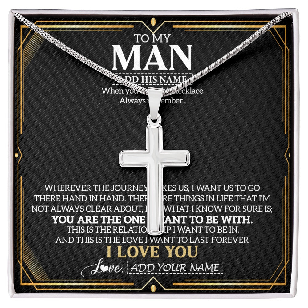 Stainless Cross Necklace Stainless Steel | 1 | Personalized To My Man Necklace Gift From Girlfriend Love Letter For Boyfriend Husband Jewelry From Wife Gifts For Men Birthday Christmas Gift Box Message Card | https://siriusteestore.