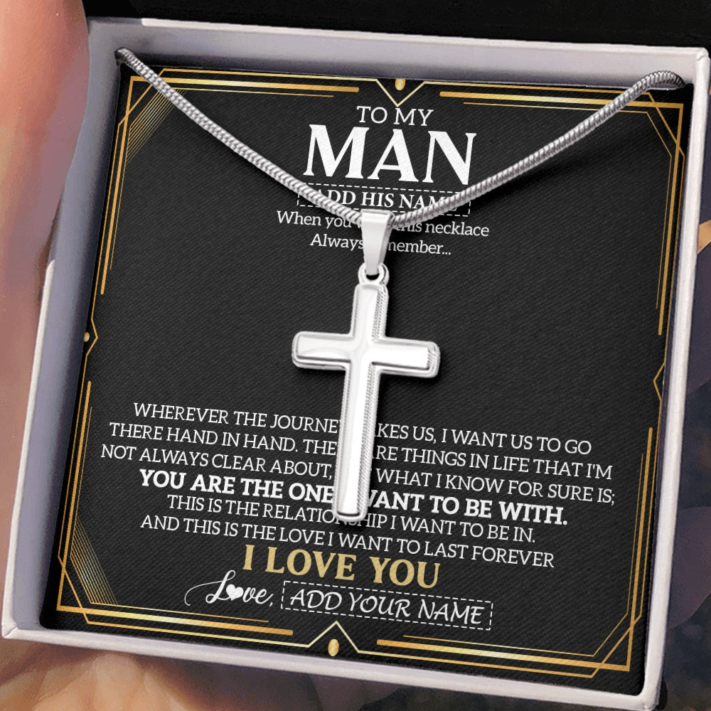 Stainless Cross Necklace Stainless Steel | 2 | Personalized To My Man Necklace Gift From Girlfriend Love Letter For Boyfriend Husband Jewelry From Wife Gifts For Men Birthday Christmas Gift Box Message Card | https://siriusteestore.