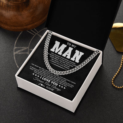 Cuban Link Chain Necklace Stainless Steel | 2 | Personalized To My Man Necklace I Love You Boyfriend Valentines Day Gift Husband Birthday Gift Anniversary Wedding Christmas Customized Gift Box Message Card | siriusteestore