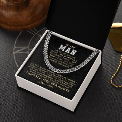 Cuban Link Chain Necklace Stainless Steel | 2 | Personalized To My Man Necklace The Instant Our Paths Crossed Boyfriend Fiancé Husband Valentines Day Birthday Christmas Customized Gift Box Message Card | siriusteestore
