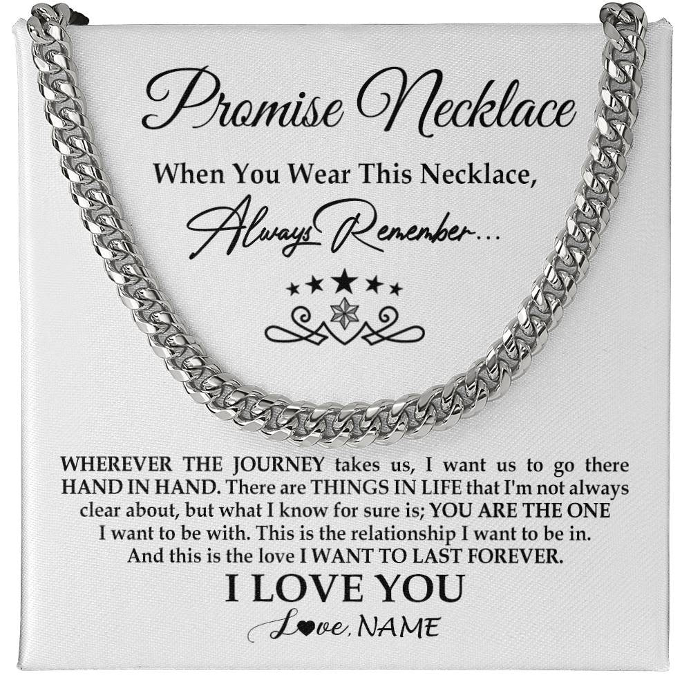 Cuban Link Chain Necklace Stainless Steel | 1 | Personalized To My Man Promise Cuban Chain Necklace I Love You Gift Ideas For Boyfriend Birthday Anniversary Day Christmas Customized Gift Box Message Card | siriusteestore