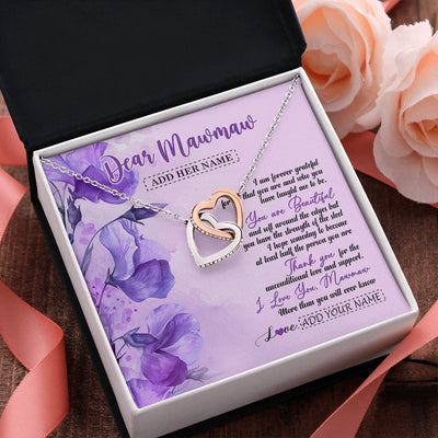 Interlocking Hearts Necklace Stainless Steel & Rose Gold Finish | 2 | Personalized To My Mawmaw Gifts From Granddaughter Necklace Flower You Are Beautiful Gifts For Mawmaw Mothers Day Birthday Christmas Gift Box Message Card | siriusteestore.myshopify