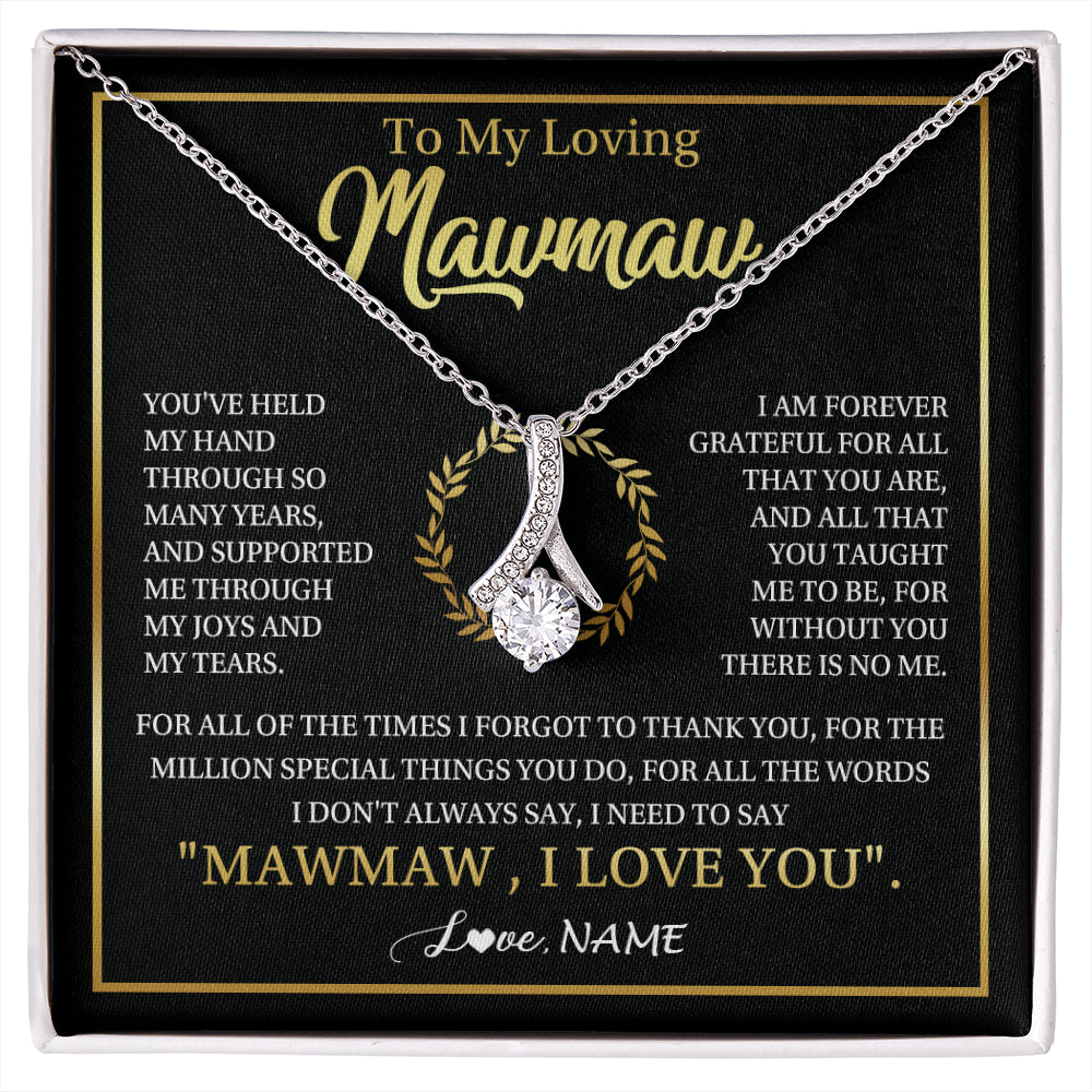 Alluring Beauty Necklace 14K White Gold Finish | 1 | Personalized To My Mawmaw Gifts Necklace From Granddaughter Grandson Grateful Thank You Mawmaw Birthday Mothers Day Jewelry Customized Gift Box Message Card | siriusteestore