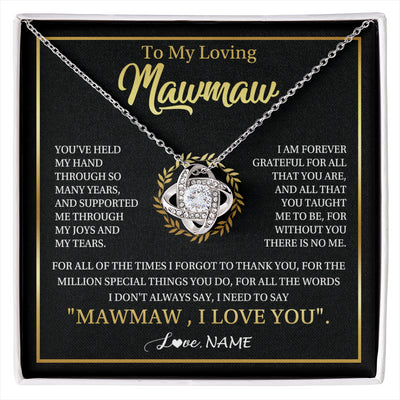 Love Knot Necklace 14K White Gold Finish | 1 | Personalized To My Mawmaw Gifts Necklace From Granddaughter Grandson Grateful Thank You Mawmaw Birthday Mothers Day Jewelry Customized Gift Box Message Card | siriusteestore