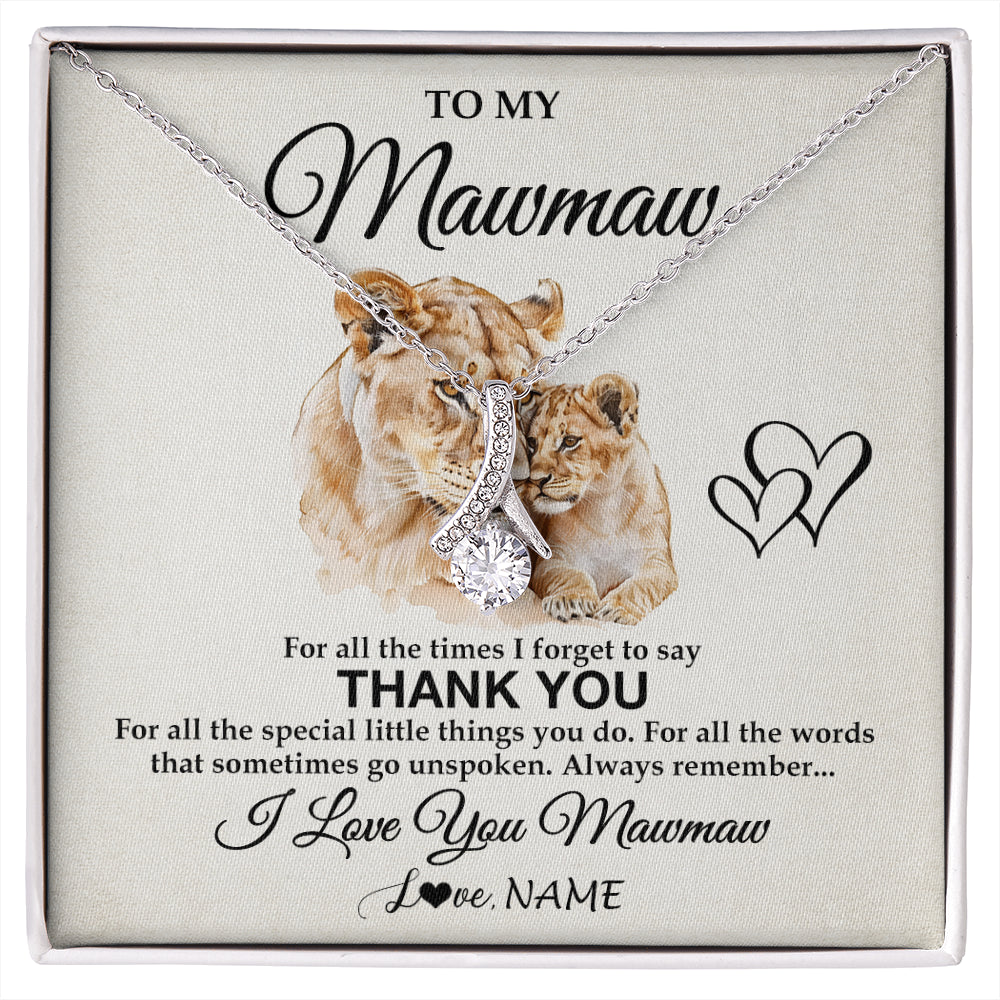Alluring Beauty Necklace 14K White Gold Finish | 1 | Personalized To My Mawmaw Necklace From Granddaughter Thank You Lion Mawmaw Gift For Mothers Day Birthday Gift Christmas For Mawmaw Gift Box Message Card | siriusteestore