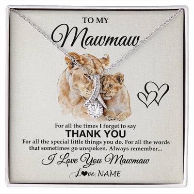 Alluring Beauty Necklace 14K White Gold Finish | 1 | Personalized To My Mawmaw Necklace From Granddaughter Thank You Lion Mawmaw Gift For Mothers Day Birthday Gift Christmas For Mawmaw Gift Box Message Card | siriusteestore