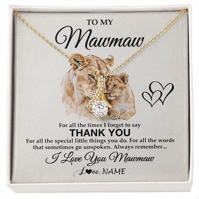 Alluring Beauty Necklace 18K Yellow Gold Finish | 1 | Personalized To My Mawmaw Necklace From Granddaughter Thank You Lion Mawmaw Gift For Mothers Day Birthday Gift Christmas For Mawmaw Gift Box Message Card | siriusteestore