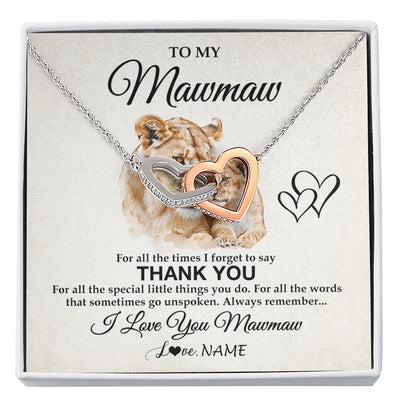 Interlocking Hearts Necklace Stainless Steel & Rose Gold Finish | 1 | Personalized To My Mawmaw Necklace From Granddaughter Thank You Lion Mawmaw Gift For Mothers Day Birthday Gift Christmas For Mawmaw Gift Box Message Card | siriusteestore