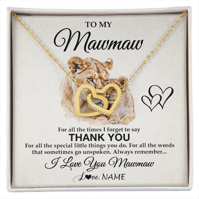 Interlocking Hearts Necklace 18K Yellow Gold Finish | 1 | Personalized To My Mawmaw Necklace From Granddaughter Thank You Lion Mawmaw Gift For Mothers Day Birthday Gift Christmas For Mawmaw Gift Box Message Card | siriusteestore