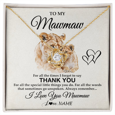 Love Knot Necklace 18K Yellow Gold Finish | 1 | Personalized To My Mawmaw Necklace From Granddaughter Thank You Lion Mawmaw Gift For Mothers Day Birthday Gift Christmas For Mawmaw Gift Box Message Card | siriusteestore